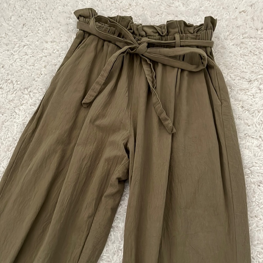 Favlux olive paper bag pants